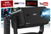 XGODY Gimbal A6 Portable Projector, 500 ANSI Lumens, Android 11 Smart OS, Native 1080P FHD, Auto Obstacle Avoidance & Screen Alignment, WiFi 6 Bluetooth5.2, 180° Adjustable Gimbal, Eye-Care Brightness for Movie Night