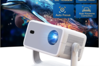 LynCast L018 Home Projector Native 1080P, 8K Decoding Android 14 WiFi6 BT5.4 Portable Movie Projector with 360° Correction