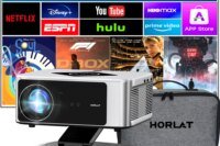 HORLAT 40000Lumens LCD Projector 3D Cinema LED Beamer Full HD 1080P 4K Video Auto Focus Keystone Home Theater 5G WiFi Proyector
