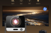 [Officially-Licensed App]HP Offical Smart Projector, Built-in AI Assistant, MC475, WiFi & Bluetooth, Auto Focus & Keystone, Mini Video Projector for Movies & Gaming