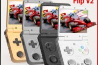 MIYOO Flip V2 Retro Handheld Game Console With Metal Hinge 3.5'' IPS Screen Compact Portable Game Machine Dual Analog Sticks Gif