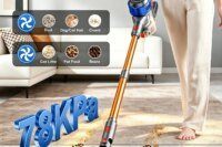 Honki 78KPA Cordless Vacuum Cleaner with LED High Power Strong Suction Wet and Dry Handheld Vacuum Cleaner for Pet Hair Carpet