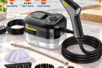 Portable High Pressure Steam Cleaner 4.5 Bar, 15S Fast Heating Handheld Steam Cleaning Machine with Multiple Brush Attachments for Kitchen, Bathroom, Car, Sofa and Home Cleaning
