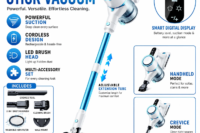 Blossom Cordless Stick Vacuum Cleaner, 28kPa Powerful Suction Wireless Vacuum with LED Display, Rechargeable Vacuum Cleaner Up to 40 Mins Runtime for Hard Floor, Carpet, Pet Hair Home Use