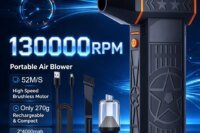 130000RPM Powerful Brushless Air Blower, 52m/s Super Wind, 8000mAh Battery, Electric Compress Air Duster for PC/Car Cleaning