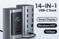 CABLETIME USB C Dock Station 14 IN 1 Smart Display 8K@30Hz 1000Mbps RJ45 LAN Port SD/TF 3.0 for Laptop Macbook Pro USB C Dock
