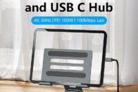 Blueendless USB 3.0 PD 100W Charger Hub Docking Station HDTV 4K RJ45 Stand Multiport 7 In 1 USB C SD TF Type C Dock Hub Adapter