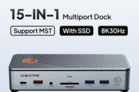 CABLETIME 15-in-1 USB C Docking Station PD100W 8K HDMI M.2 SSD Support USB 3.2 10Gbps 1000Mbps for Dell Laptop Mac pro