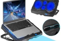 TISHRIC 12-17 Inch Laptop Cooler 1100RPM Gaming Laptop Cooling Pad Four Fan Led Screen Two USB Port Adjustable Notebook Cooler