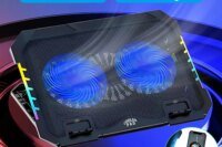TISHRIC RGB Laptop Cooler Pad Silent large Two Fan 1430RPM 12-17 Inch Notebook Cooler With Mobile Phone Tablets Portable Bracket