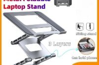 Foldable Laptop Stand 3 Layer Adjustable Height Metal Notebook Stand Portable Tablet Stand for Laptops/tablets/mobile Phones