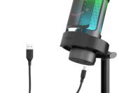 FIFINE USB Microphone for Recording and Streaming on PC and Mac,Headphone Output and Touch-Mute Button,Mic with 3 RGB Modes -A8