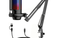 Esports USB Gaming Microphone with Boom Arm Stand, Desktop Mic for Live Streaming Recording, PC Gaming Broadcast Equipment