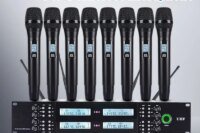 NXG UK-800 8 Channel UHF Wireless Handheld Microphone System, 8 Independent Channels Simultaneous Use, 200M Stable Transmission, Dual LCD Display, Anti-Interference Wireless Mic Kit for Stage Performance, Church, Conference, Speech & Training