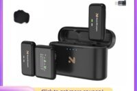 NearStream 1-2 Bluetooth Lavalier Lapel Audio Microphone, 2.4G Dual Channel, AI Noise Canceling, 656Ft Low Latency, 20H Charging Case, LCD, Plug & Play Omnidirectional Mic for Phone Camera PC, Vlog Podcast Live Stream Audio Recording,AWM20T
