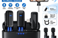 Wireless Lavalier Microphone Mini Clip On Mic With Charging Case Compatible With iPhone Android Live Streaming Video Recording Vlog