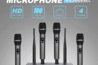 YAMNWEO LV-08 4-Channel UHF Wireless Microphone System, Equipped with 4 Handheld Dynamic Microphones, Independent Volume Control, DSP Intelligent Noise Reduction, Long-Distance Stable Signal Transmission, Ideal for Parties, Churches, Stage Performances &