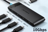 Lemorele USB HUB 3.2 GEN USB-A/USB-C 10Gbps 5 IN 1 adapter splitter for PC laptop gaming High-speed data transmission docking station Braided input cable