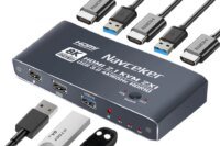 Navceker KVM Switch 8K 60Hz HDMI 2 PC 4K 165Hz USB 3.0 HUB Docking Station Dock 2 Computer PC Share 3 USB Keyboard Mouse Printer