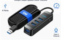USB 3.0 Hub 4-port USB Extension Cable for 5GBPS Transmission Long Cable 10FT for Desktop Computers, Laptops, Mac, Windows