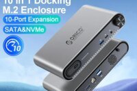ORICO 10 in 1 USB C Docking Dtation USB HUB Adapter M.2 NVMe SSD Case with PD100W Charging Ethernet 4K60Hz HDMI-com 3.5mm Audio