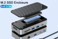 ORICO 9-IN-1 USB C Docking Station 10Gbps M.2 NVMe SSD Enclosure built in fan RJ45 PD100W SD/TF USB HUB for PC Laptop MacBook