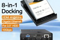 MAIWO 8-in-1 Docking Station USB HUB for 10Gbps 3.5'' HDD Case with HDMI 4K60Hz & Gigabit Ethernet Port Support SD/TF Card Read