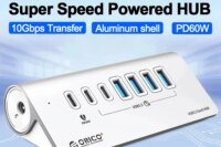 ORICO USB 3.2 Gen2 HUB 7 Ports Splitter 10Gbp USB A Type C HUB Multiport Adapter with USB C Power Supply Port for MacBook Laptop