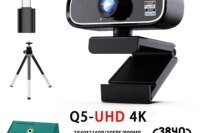 EXHQDR UHD 4K USB Webcam, New Upgraded Model with 120° Wide-Angle Lens and Manual Focus. This Plug-and-Play Computer Peripheral