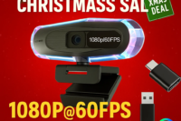 60FPS Streaming Camera|Smooth Video,Autofocus,Privacy Cover|Plug&Play USB Webcam W/Free Type-C Adapter for Gaming,Conference,Cal