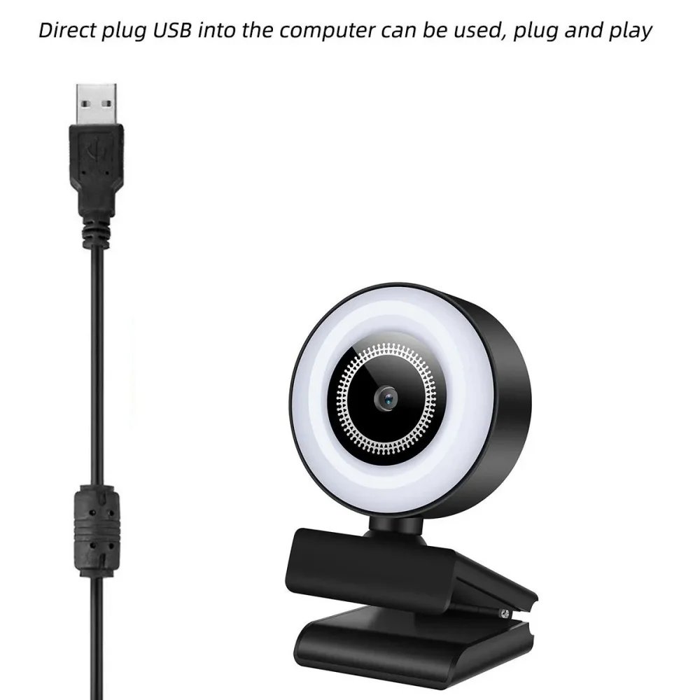 4K 8MP HD Webcam Three Light Sources Manual Brightness Adjust Ultra Clear Home Online Meeting Support Bracket Mount Stable Video 4K 8MP HD Webcam Three Light Sources Manual Brightness Adjust Ultra Clear Home Online Meeting Support Bracket Mount Stable Video
