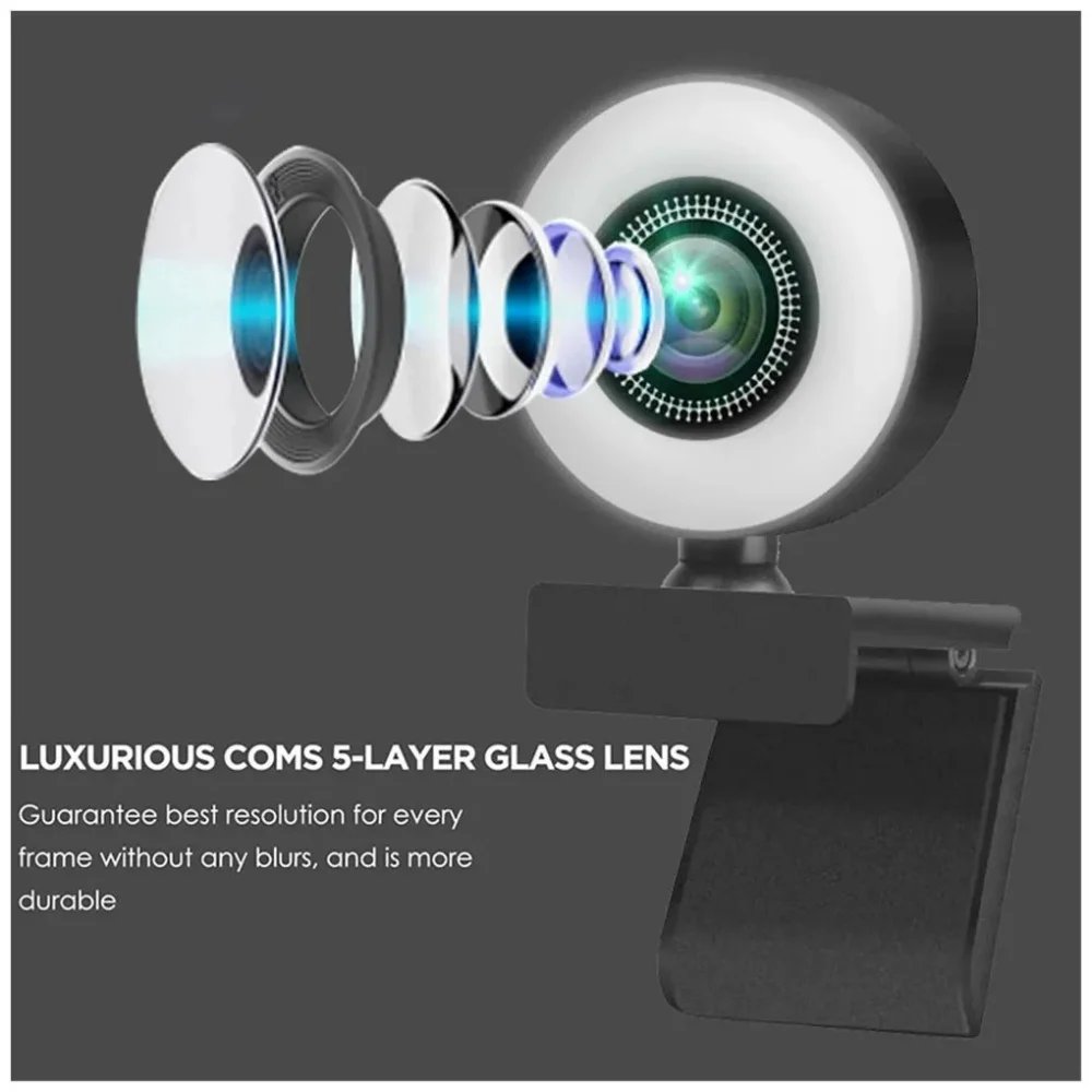 4K 8MP HD Webcam Three Light Sources Manual Brightness Adjust Ultra Clear Home Online Meeting Support Bracket Mount Stable Video - Image 6